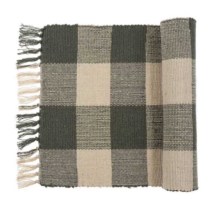 Indaba Trading - Wholesale Table Runner - Gingham Table Runner, Fog