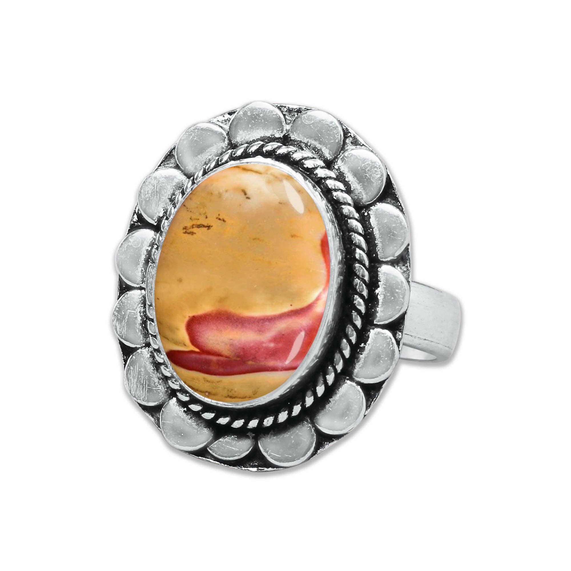Handmade Jewels - Wholesale Cocktail/Statement Ring - Mookaite Jasper Rings – Handmade, Silver-Plated, Bold Earth Tones (Made to Order)5