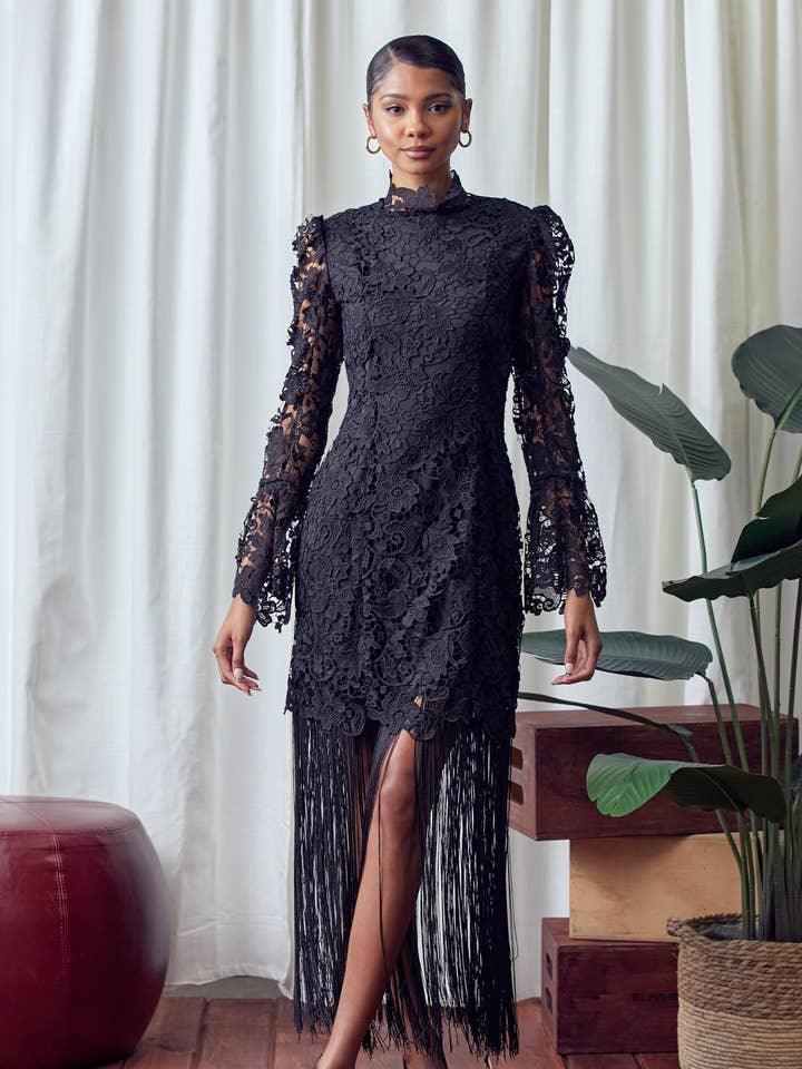 Robe cocktail Alexandra noire pour la vente par Reveuse