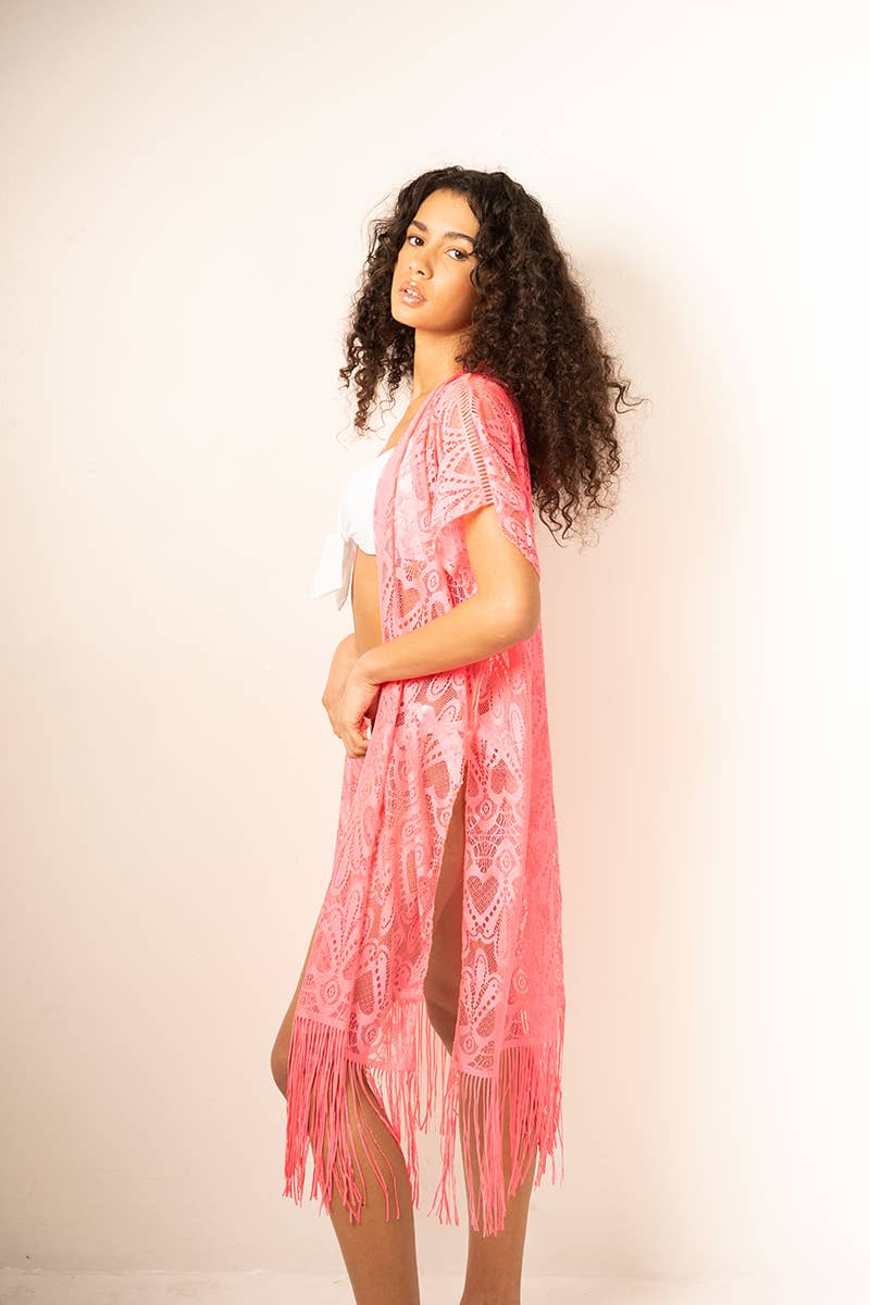 Belle Com'Elle - Venta al por mayor Camisola de baño - Mujer - Poncho de playa grande con encaje abierto y diseño de corazones1