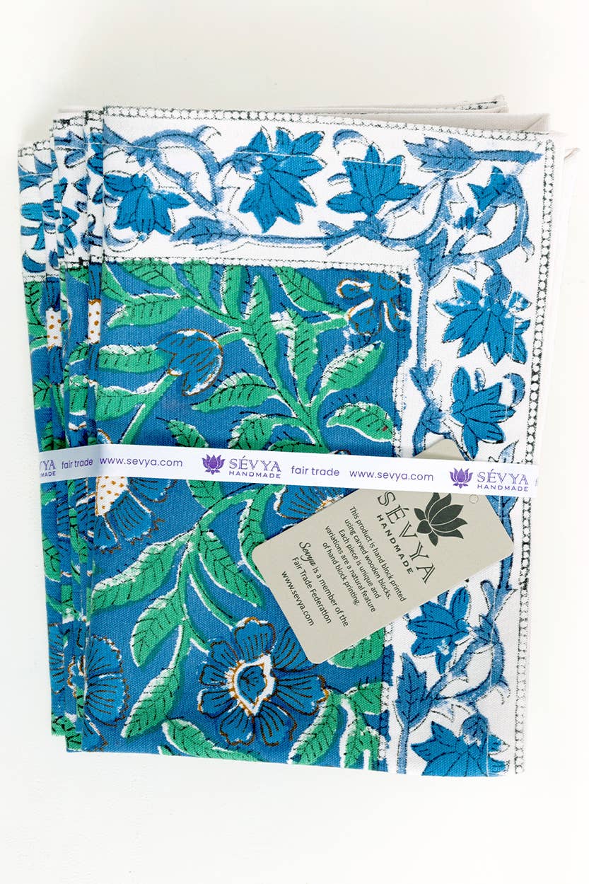 Sevya Handmade – wholesale Placemat – Sage & Blue Floral Placemats, set of 6  6