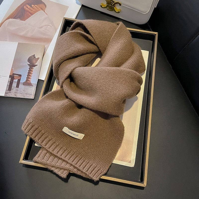 MoodGold - Wholesale Scarf - Women's - Small Solid Color Wool Knit Scarf2