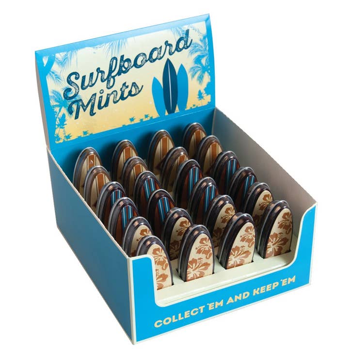 Boîtes à menthe en forme de planche de surf pour la vente par AmuseMints