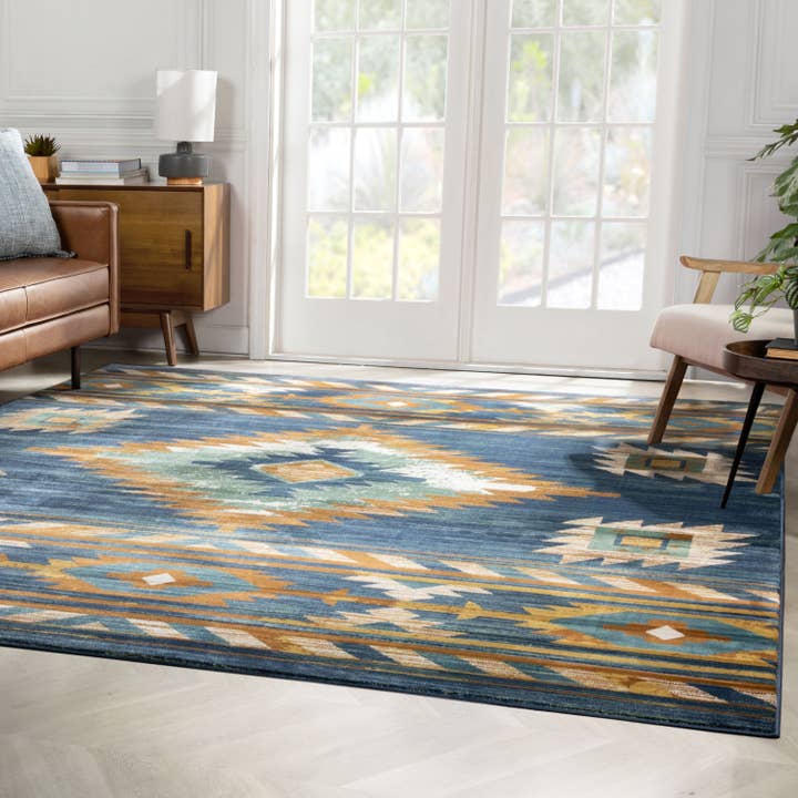 Well Woven – wholesale Matta – Lea Blå Traditionell Sydvästra Tribal Matta8