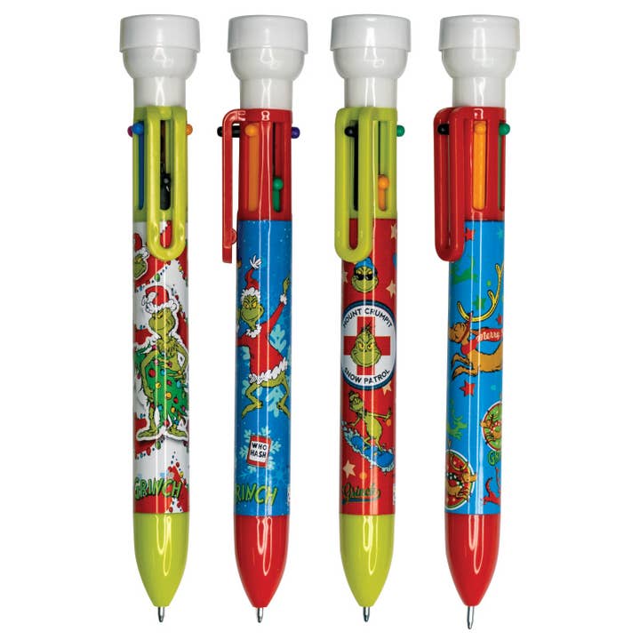 Geddes - Venta al por mayor Bolígrafo - Lápiz de 6 colores Grinch con sello 12/pantalla