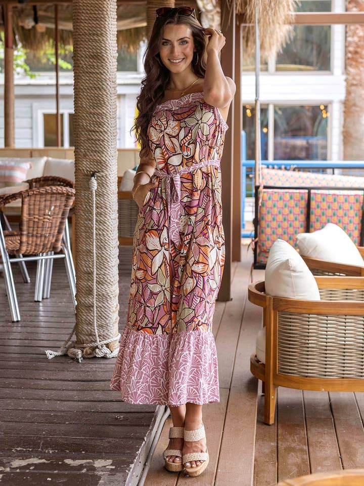 Floral Summer Maxi Dress in Floral Print for wholesale on Faire