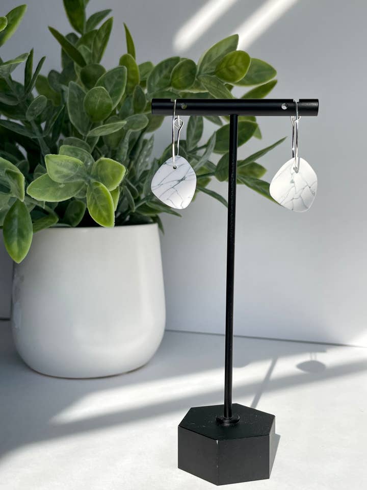 Howlite Pebble Hoops for wholesale by Written In Clay