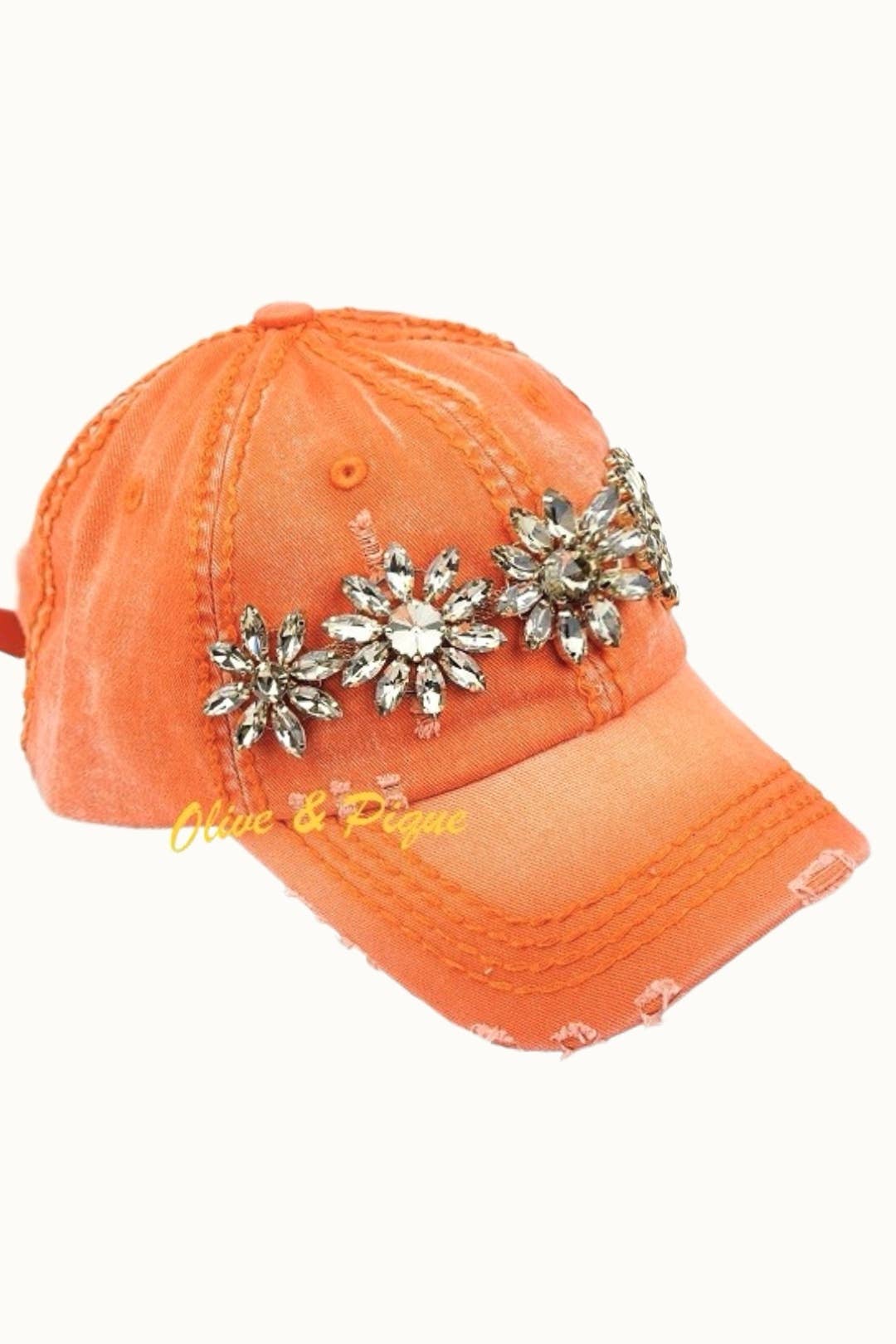 Olive & Pique – Boné de beisebol - Mulher por atacado – Boné Ajustável Bling Glitz Floral Bejeweled Bling Glitz3