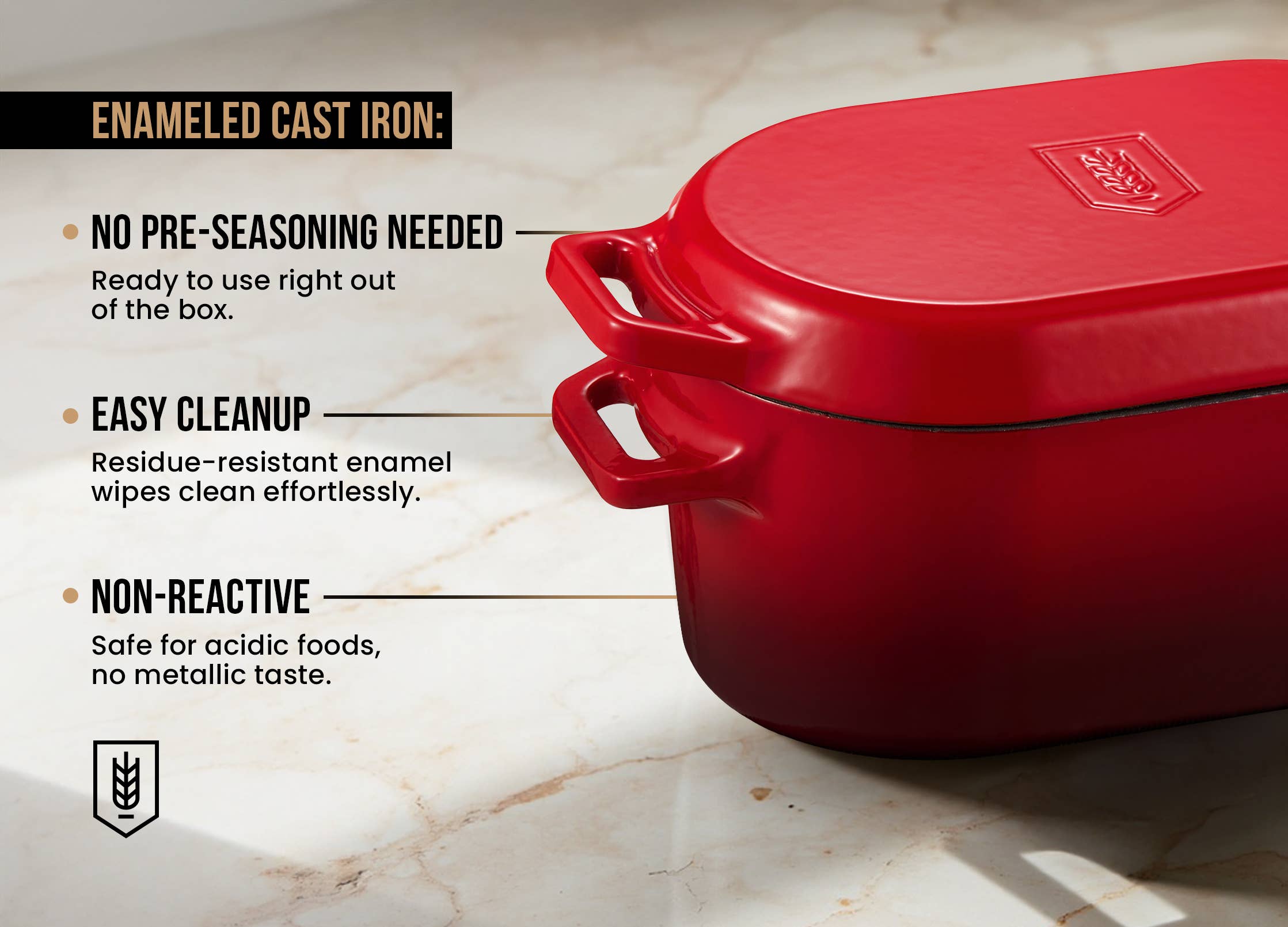 Kook - Wholesale Cooking Pot - Kook Dutch Oven with Lid, Enameled Cast Iron, 3.4 qt15