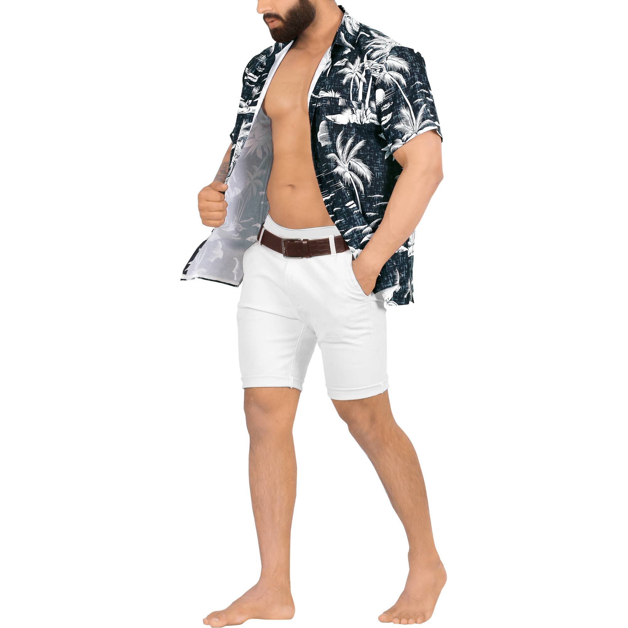 La Leela Men's Beach Hawaiian Shirt Island Palm Tree P00006 for wholesale on Faire2