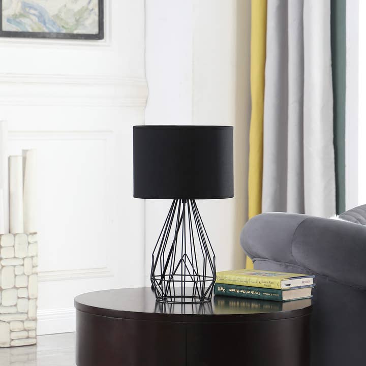 HomeRoots - Wholesale Accent/Desk Lamp - 18” Asymmetric Black Cage Metal Table Lamp2