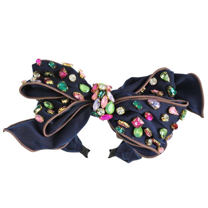 SP Sophia Collection - Wholesale Fashion Headband - Women's - Holiday Gemstone Embellished Large Bow Headband0