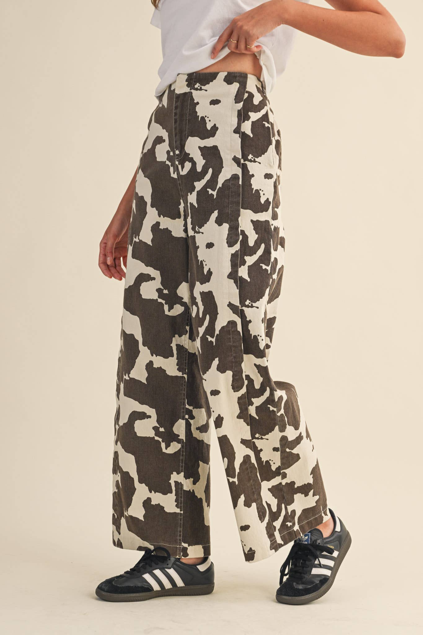 COW PRINT HIGH WAIST WIDE LEG PANTS MP4105 for wholesale on Faire5