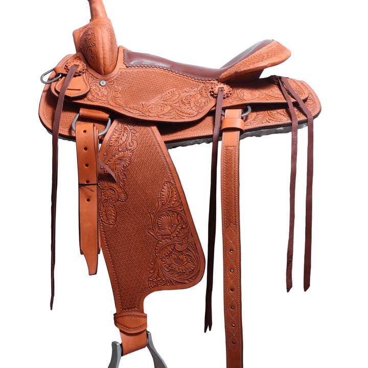 Premium Hand-Tooled Western Saddle – Basket & Floral Design for wholesale by Pro Classic Global