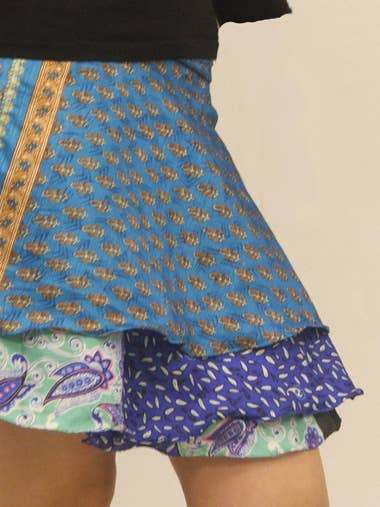 Emma's Emporium - Wholesale Skirt – Women’s - SS016 Recycled Silk Mini Wrap Skirt1