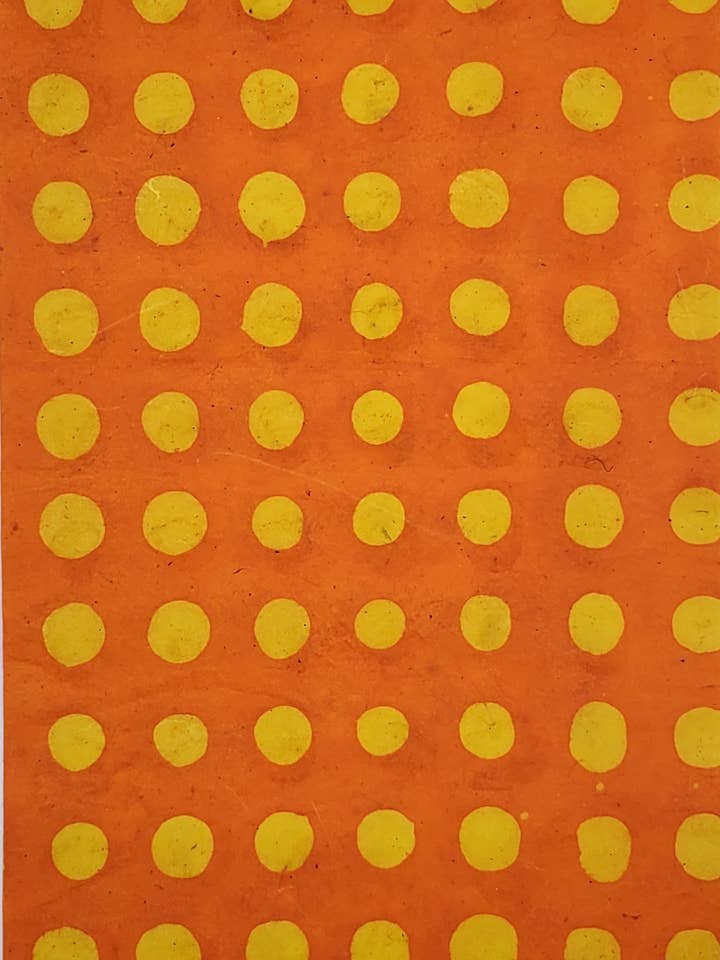 Lokta Batik Dot Yellow Wax On Orange for wholesale by Aitoh Company
