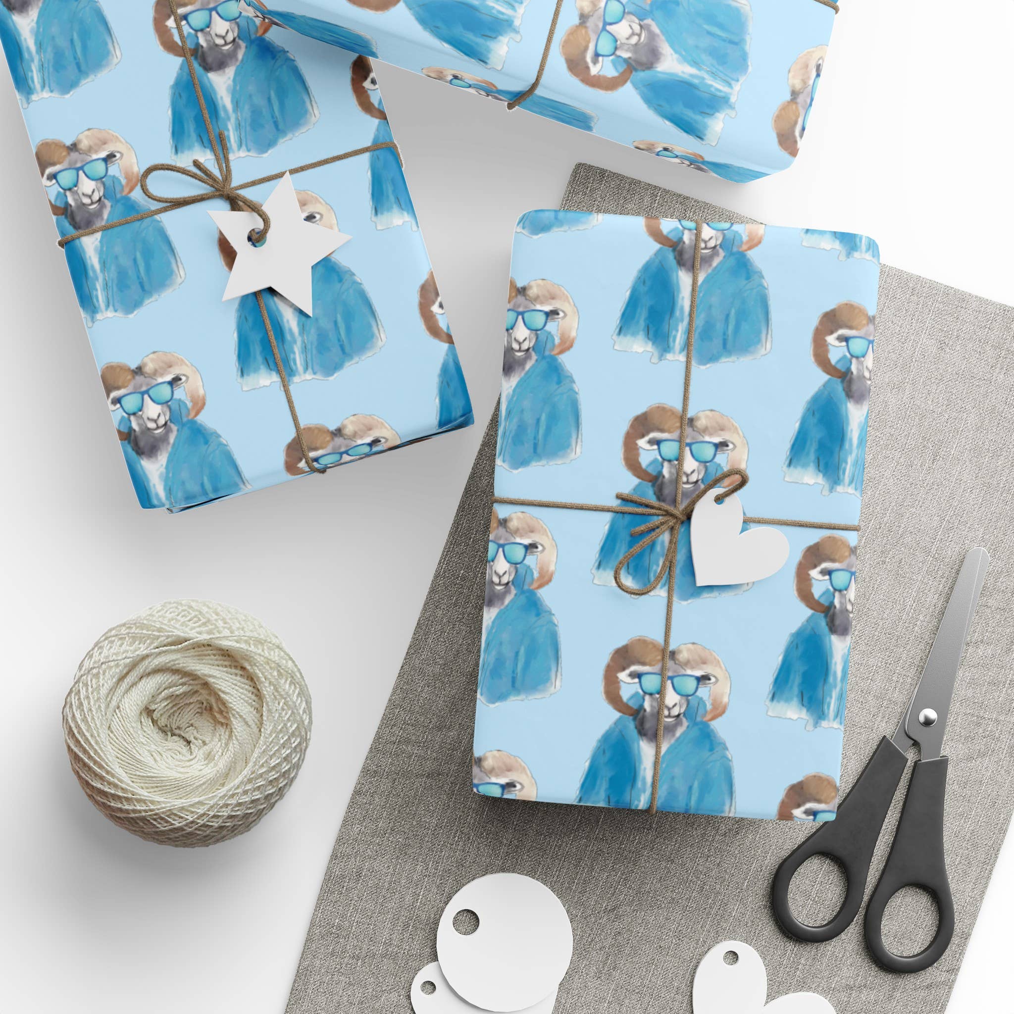 Hey Y'all Party - Wholesale Wrapping Paper Roll - 5' Roll - Carolina Blue Ram Gift Wrap2