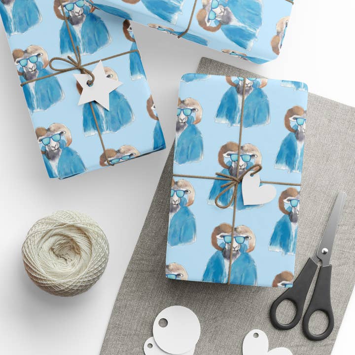 Hey Y'all Party - Wholesale Wrapping Paper Roll - 5' Roll - Carolina Blue Ram Gift Wrap2