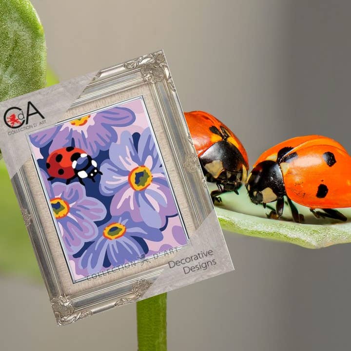 RTO&Collection D'Art (RTO Baltic OU) – wholesale Embroidery/cross-stitch supplies – Tapestry Printed Kit Needlepoint Ladybird and Flowers 3350K1