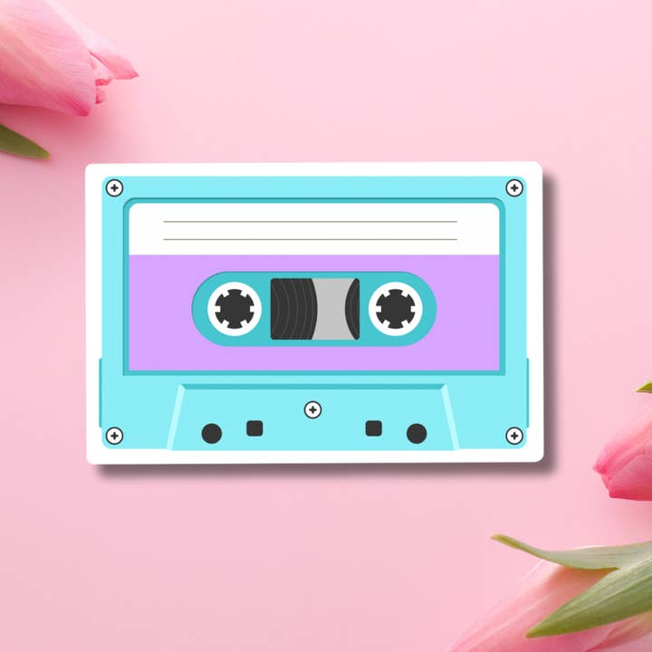 Blue Cassette Vinyl Sticker for wholesale by Hikaru Tara Art Arst & Craft Gift Shop