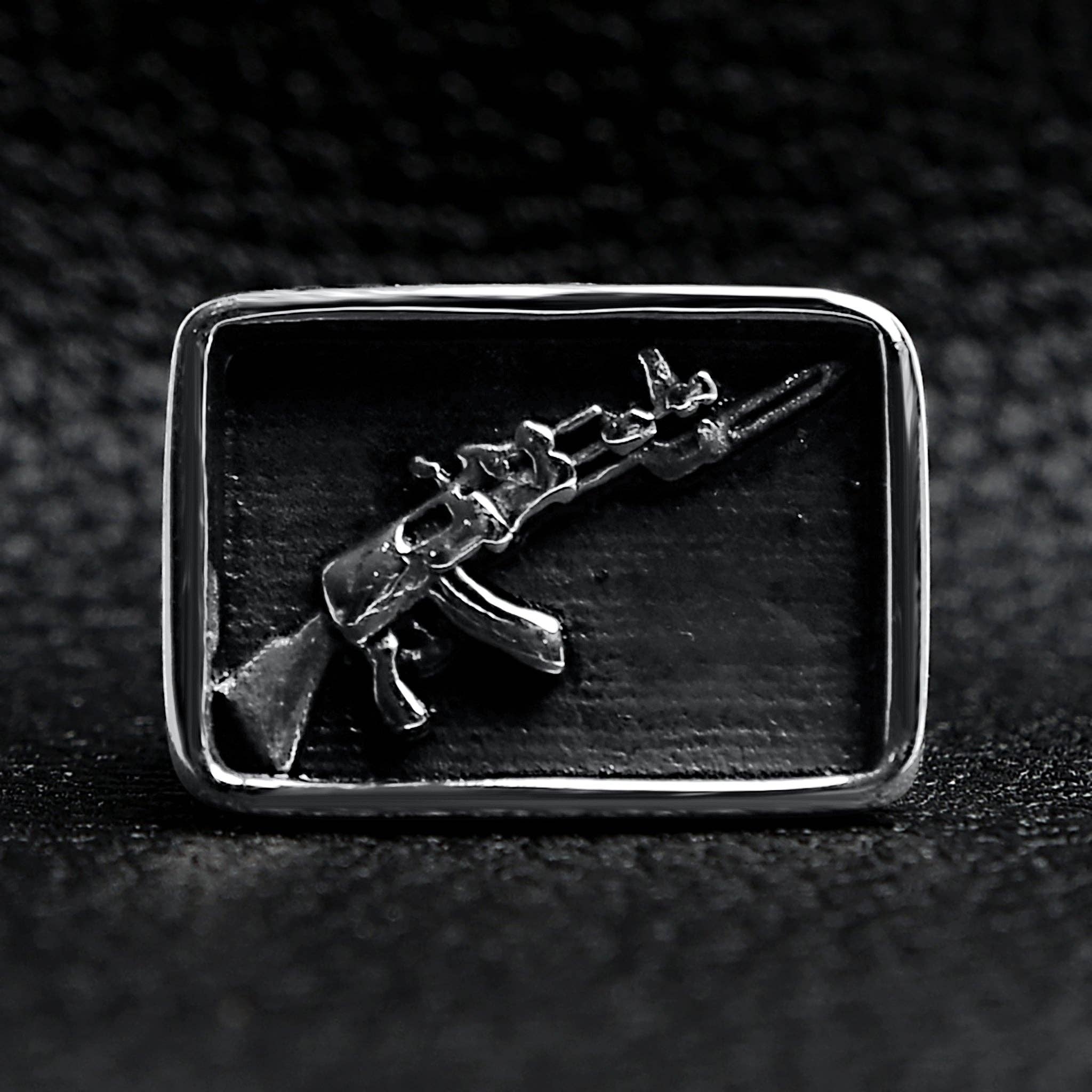 WJW - Wholesale Signet Ring - Stainless Steel AK-47 Gun Signet Ring