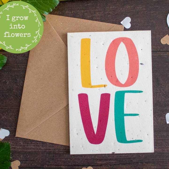 Plantable Greetings Card - Simple 'Love' Design for wholesale by The Naughty Shrew