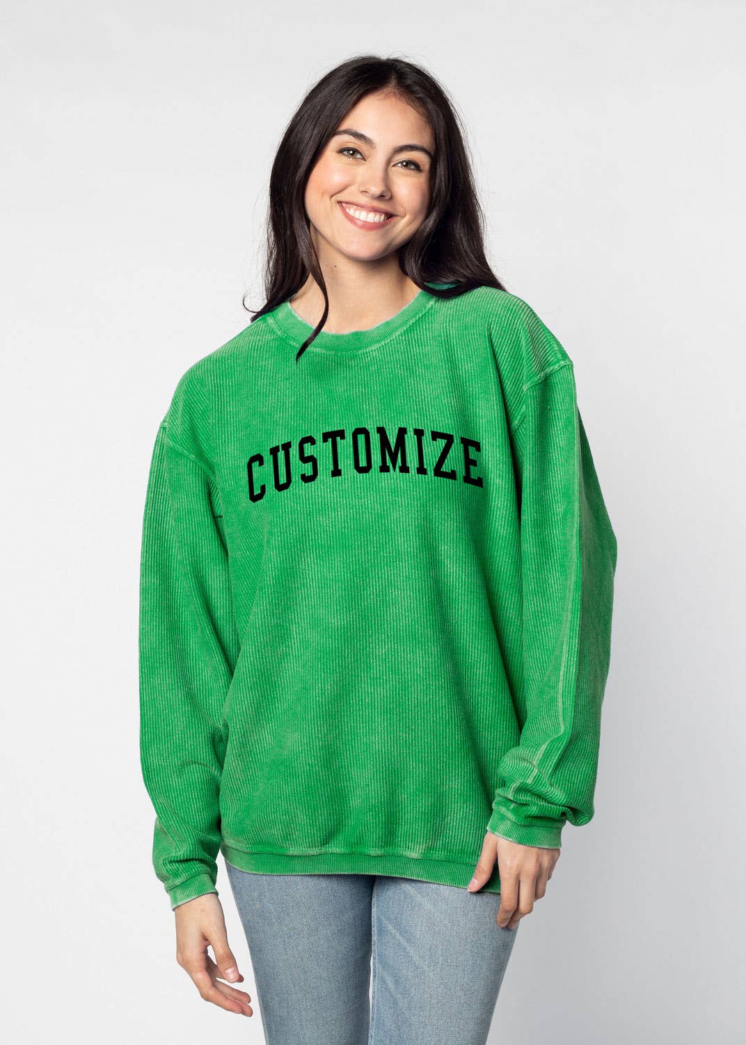 chicka-d – Großhandel Sweatshirt mit Grafikdruck – Damen – Die originale Custom Graphic Corded Crew, Collegiate Arc22