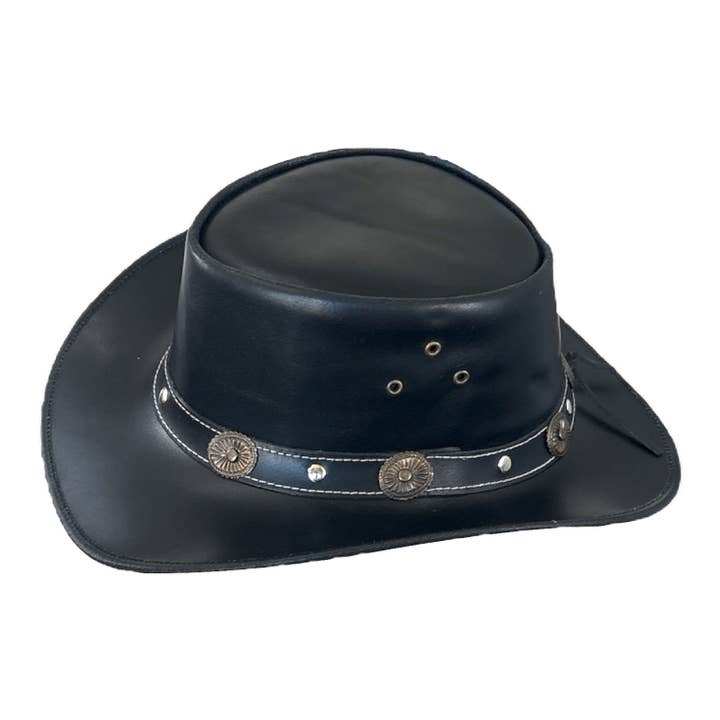 Läderhatt Aussie med Concho-band (Öppen storlek 3) för wholesale av Levine Hat Company