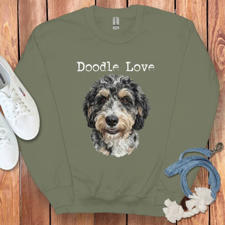 Aussiedoodle Doodle Love Sweatshirt for wholesale by Puppy Jo