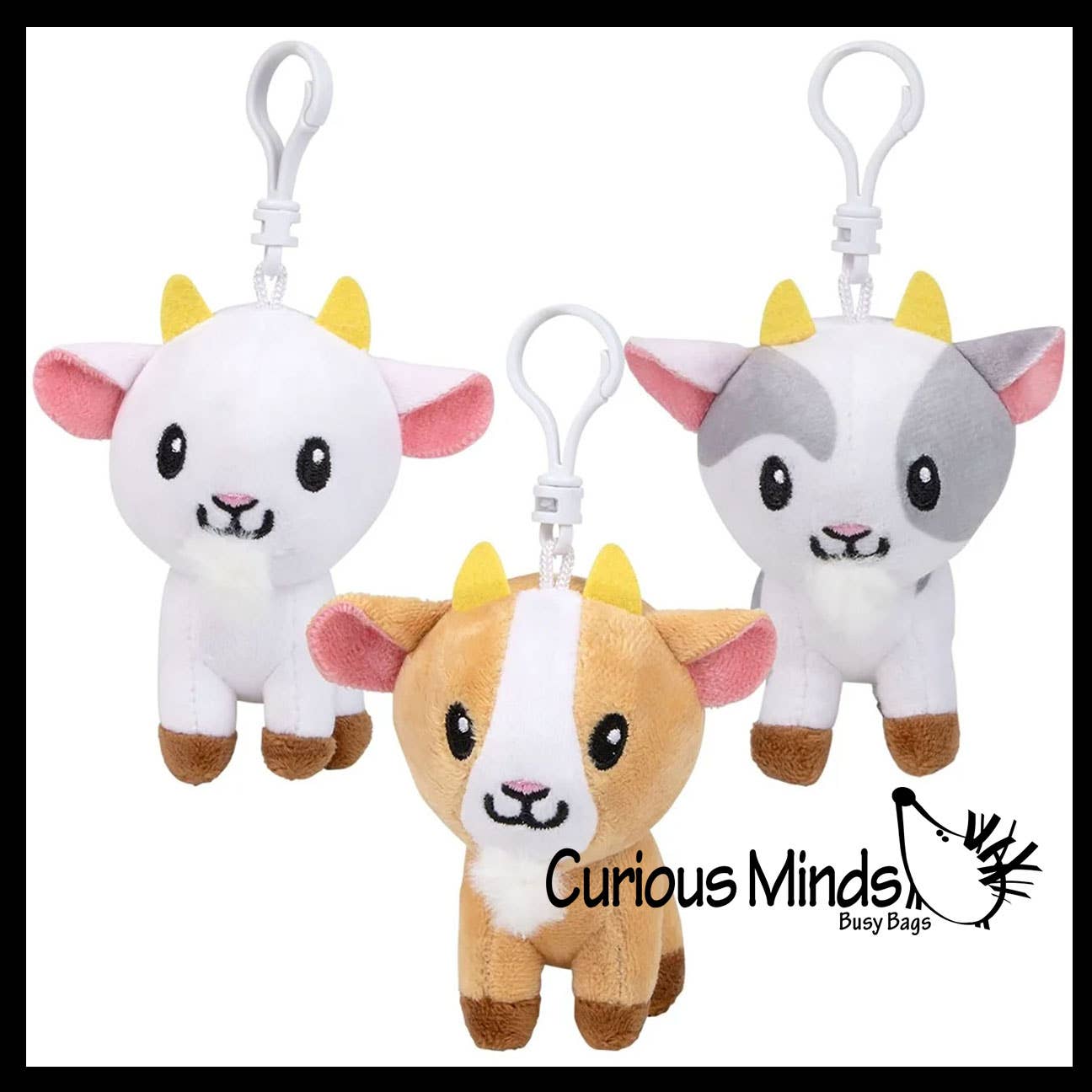 Curious Minds Toys - Venta al por mayor Peluche - Niños y bebés - 1 Peluche de Cabra con Clip - Adorable Animal de Granja7