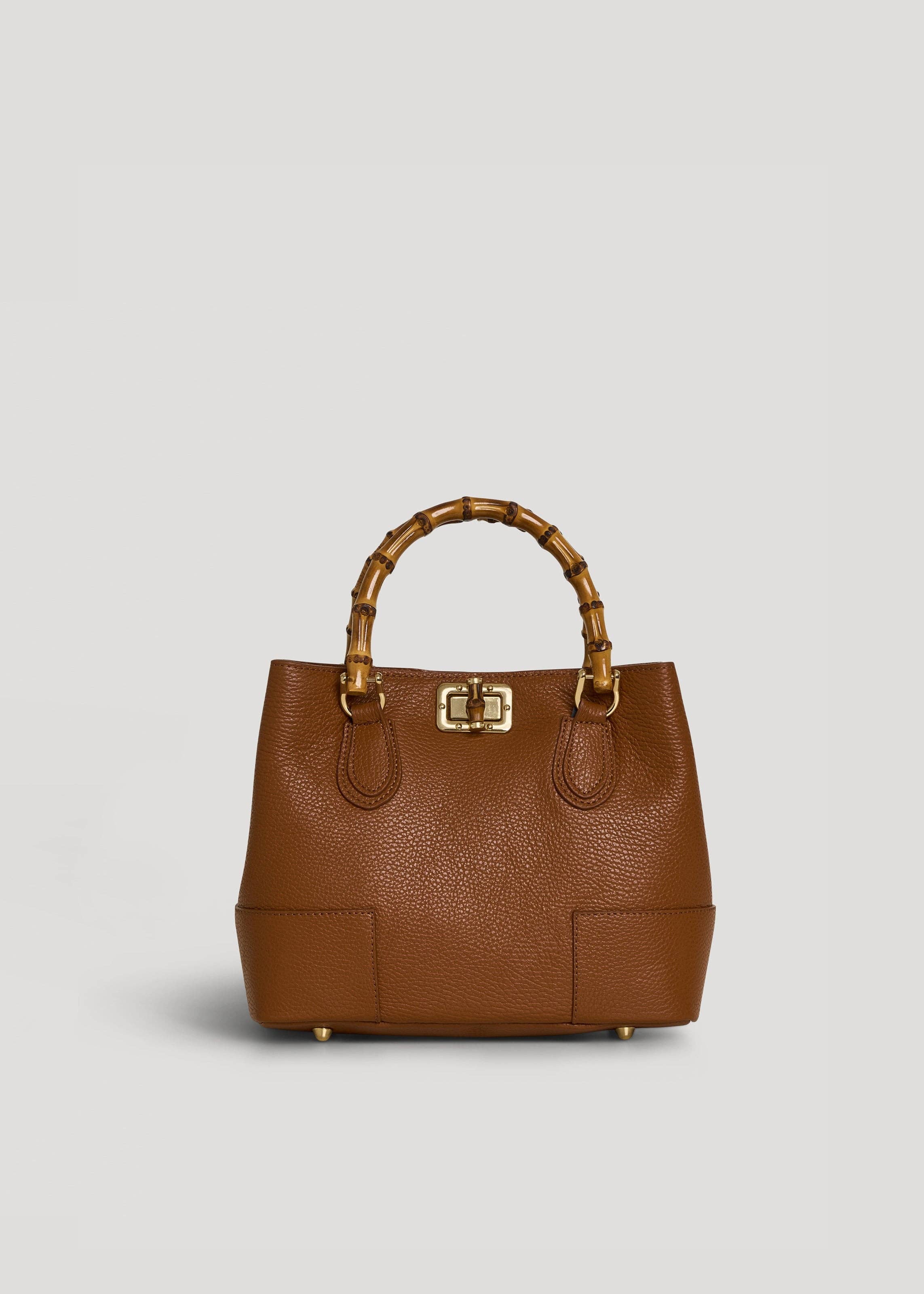 Voemièn - Vendita all'ingrosso Borsa con manico - Donna - Micro borsa Bamboo Babe in pelle Tan Dollar