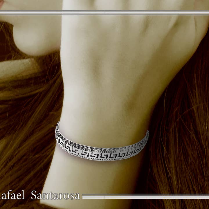 Bracciale in argento Sterling con meandro greco. per la vendita all'ingrosso da parte di RAFAEL SANTAROSA