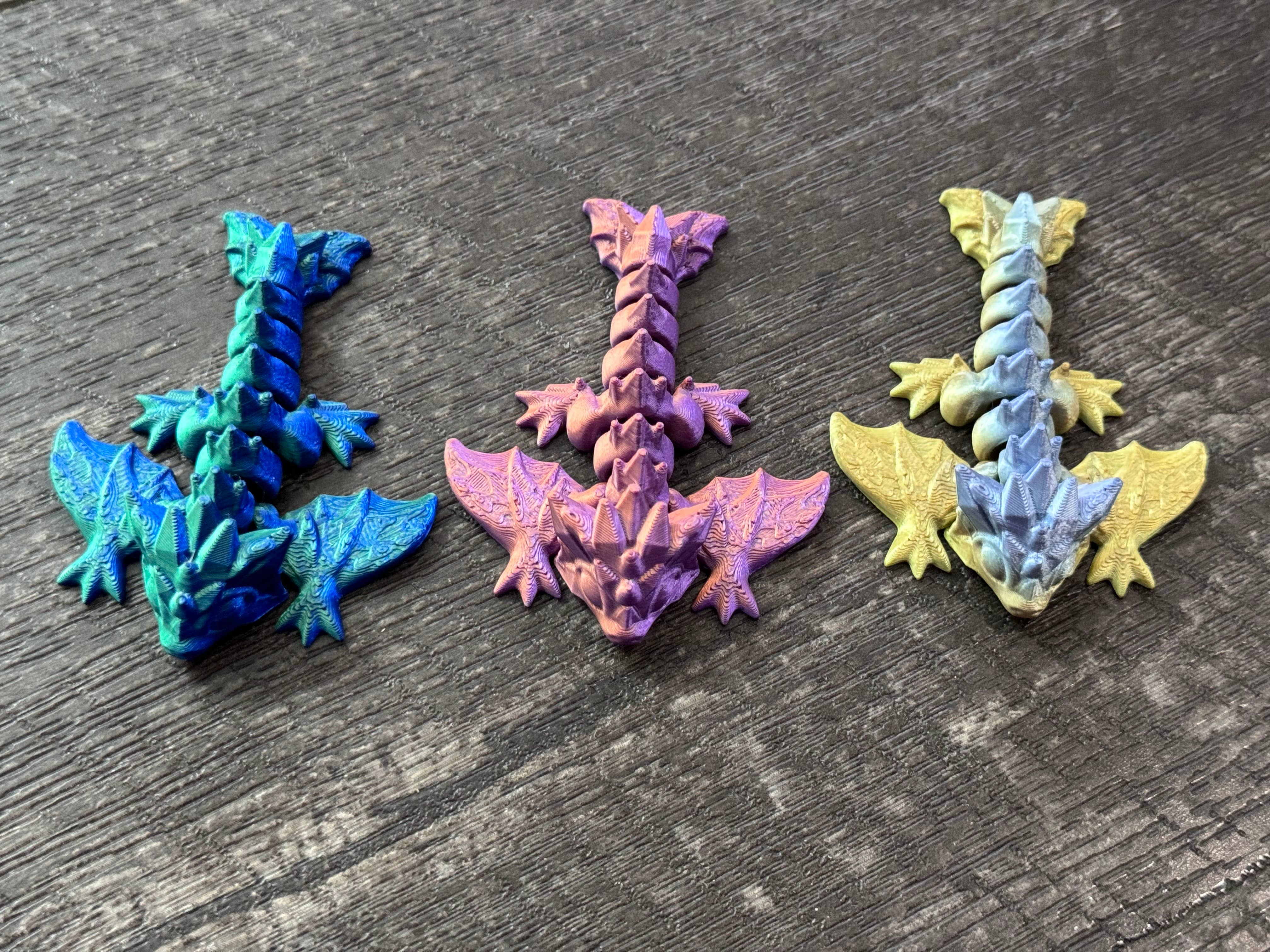LNZ Custom Design - Vendita all'ingrosso Giocattolo fidget - Bambini - Confezione da 5 Wyvern Variety - Wyvern Dragons stampati in 3D22