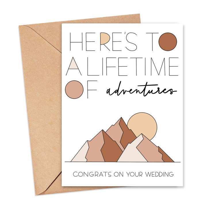 Here's to a Lifetime of Adventures Wedding Card for wholesale by Simply Happy Paper