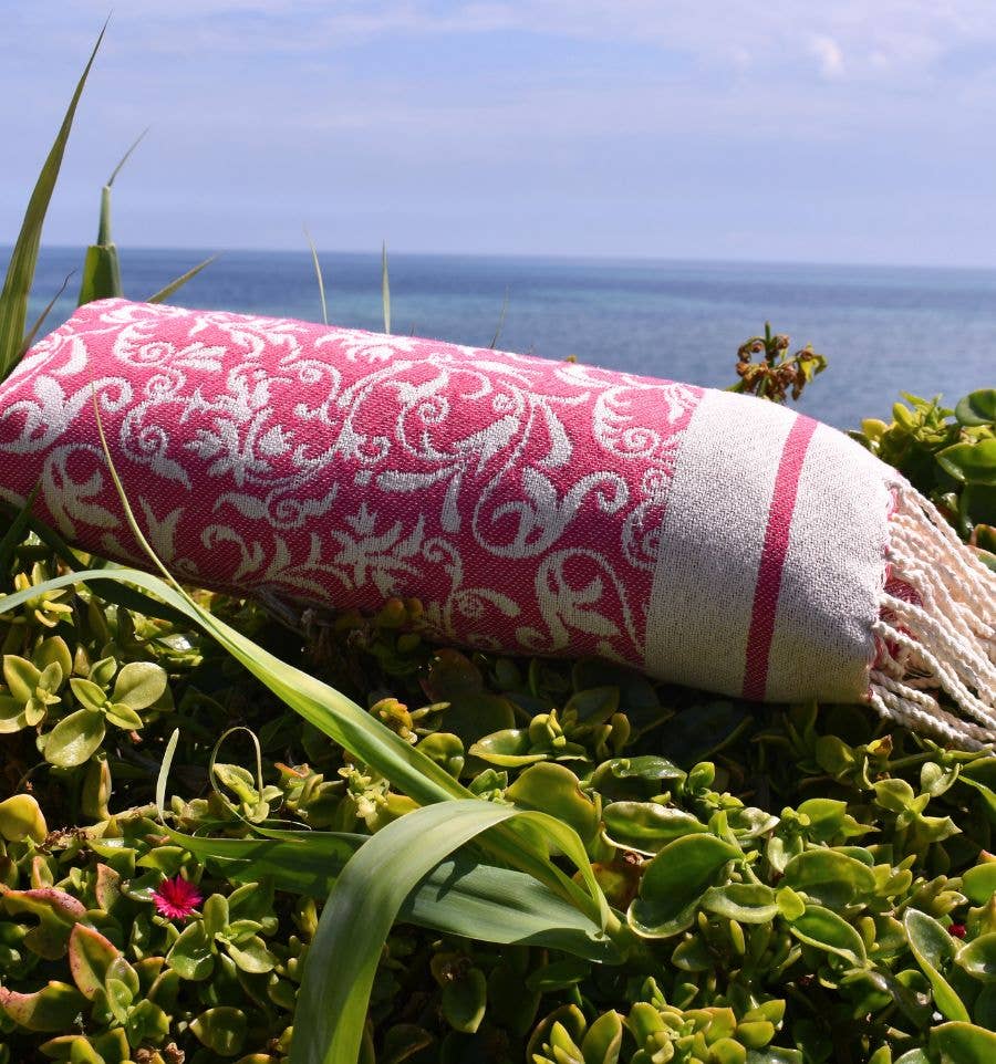 Fouta Tunisia – wholesale Strandhandduk – Fouta Versailles med tidlösa blommönster14