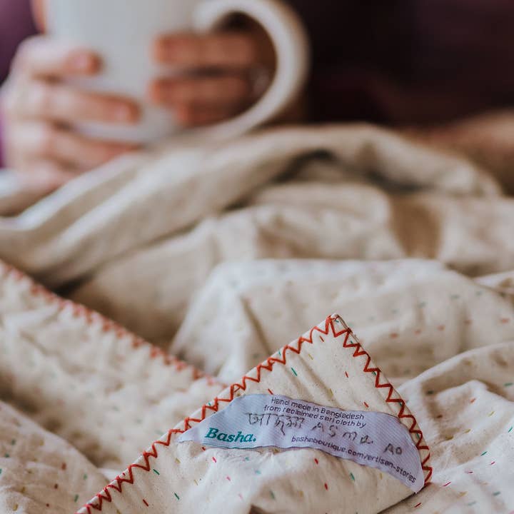 Basha Natural/Unbleached Cotton Twin Blanket for wholesale by Basha Boutique