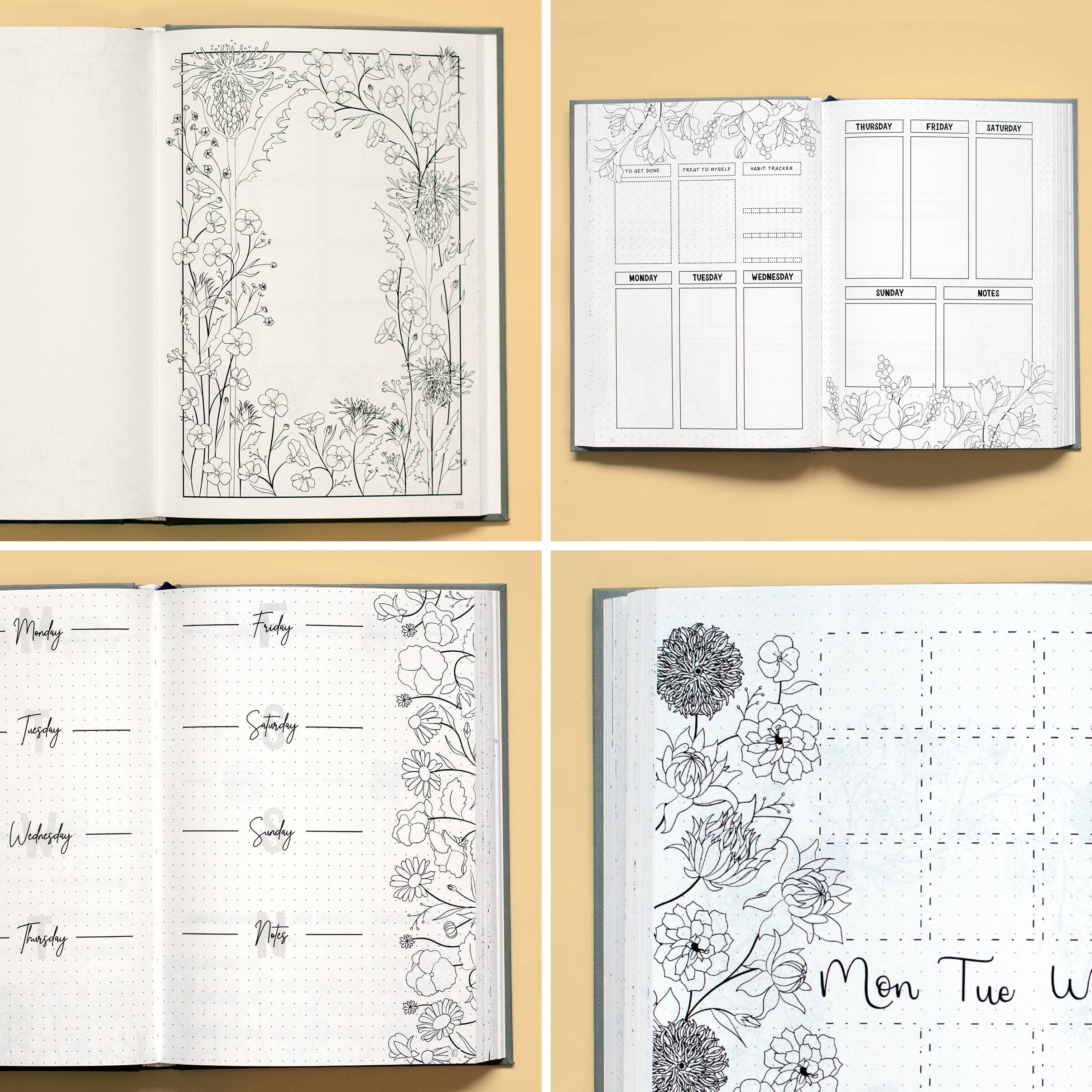 LILLA Journals – wholesale Journal/diary – Floral Weekly Bullet Journal | Undated illustrated planner10