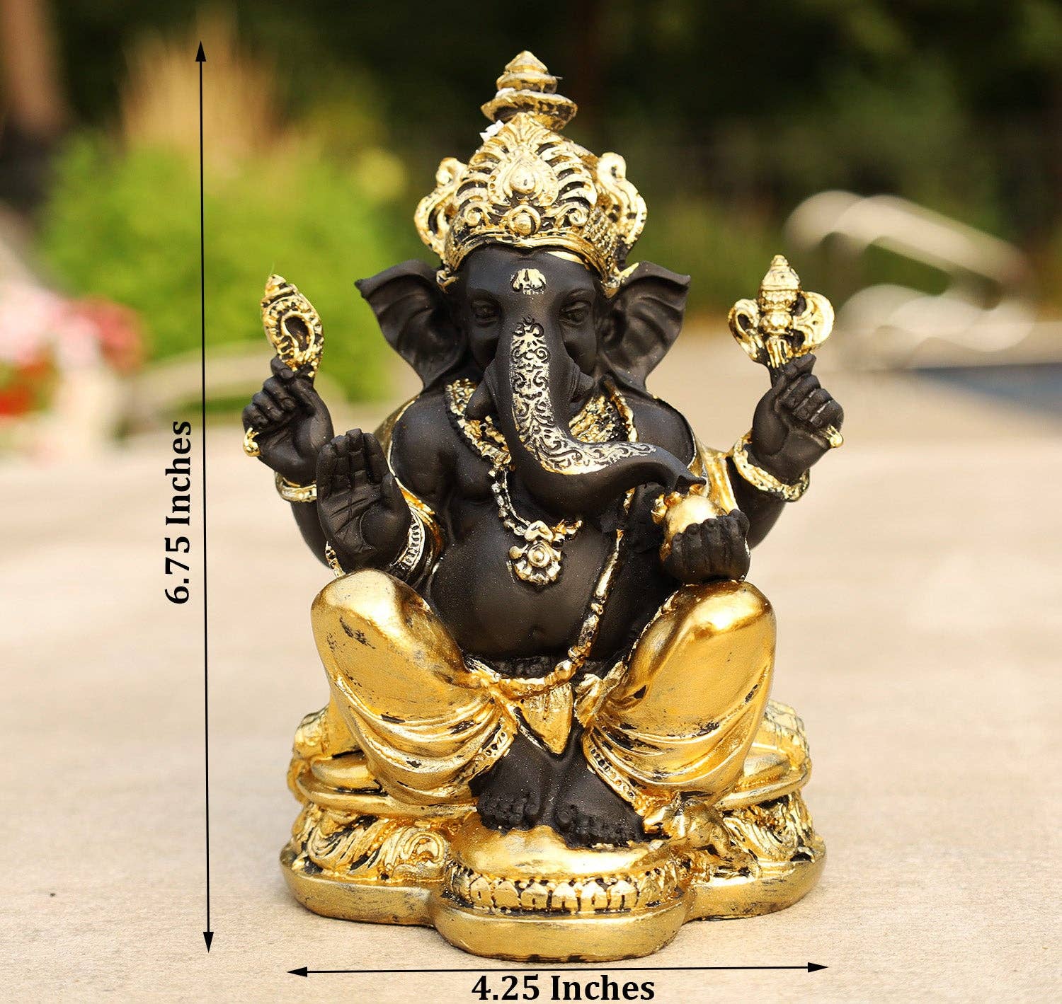 Lungta Imports - Vendita all'ingrosso Scultura - Statua di Ganesh Ganesha Elefante indù Dio del successo in resina colata a freddo finitura oro4
