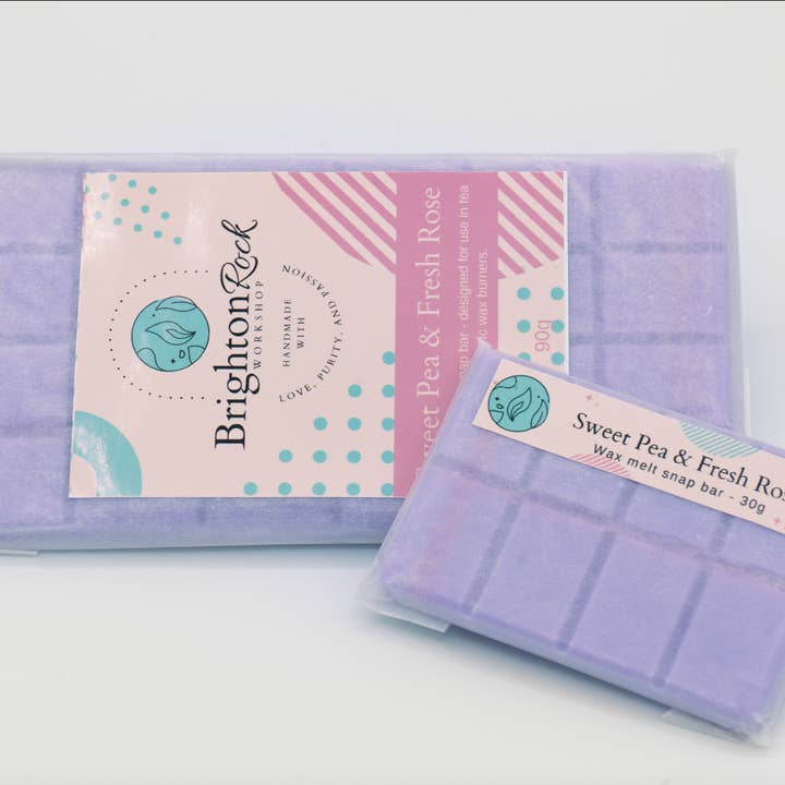 Sweet Pea & Fresh Rose Wax Melt Snap Bar for wholesale by Brighton Rock Workshop
