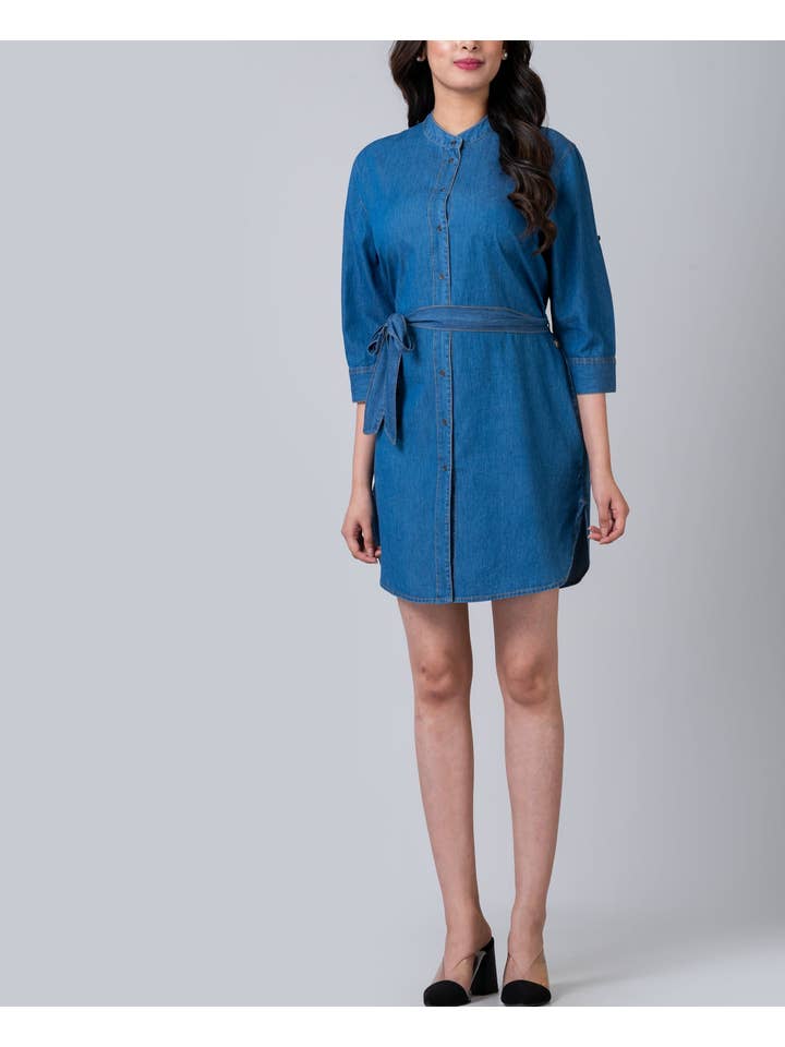 Kandy coast - Wholesale Dress - Women's - Chambray Denim Button Front Shirtdress