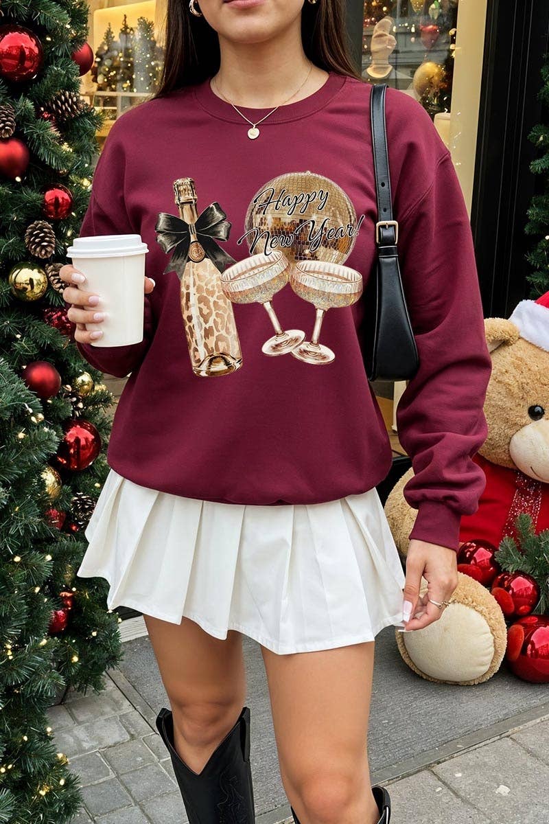 Pink Irene Wholesale - Wholesale Shirt - Women's - Cheers Champagne Graphic Sweatshirt2