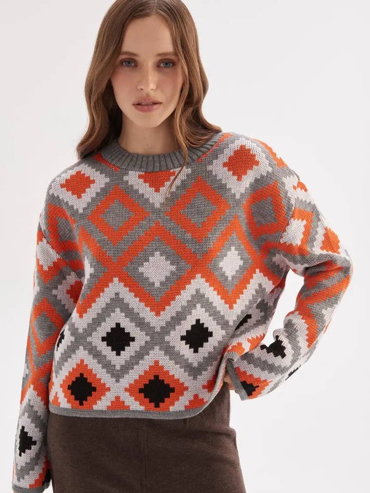 Uld Kvinders Sweater Oversize Orange for engroshandel hos Handmade Originals Ukraine