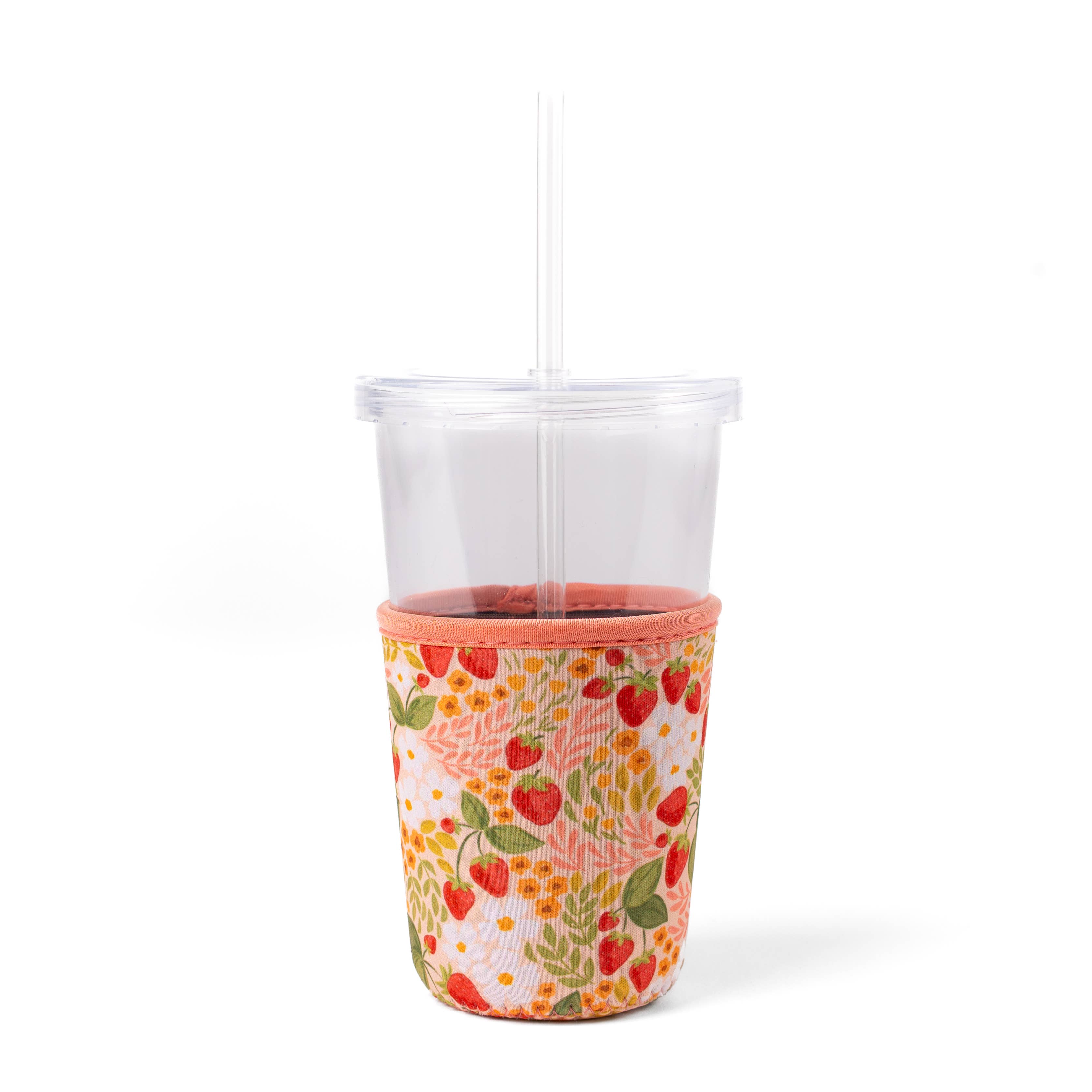 Elyse Breanne Design - Wholesale Drink Huggers & Koozies - Strawberry Patch Drink Sleeve Iced Coffee Koozie Drink Cover0