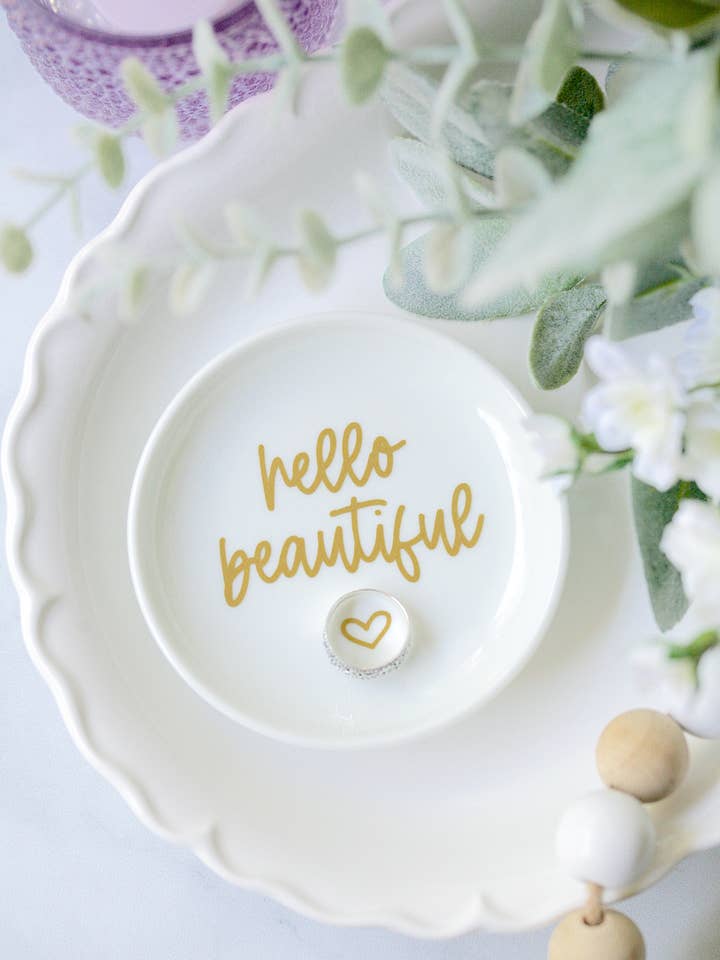 Hello Beautiful Ring Dish for wholesale by Younique Ornaments