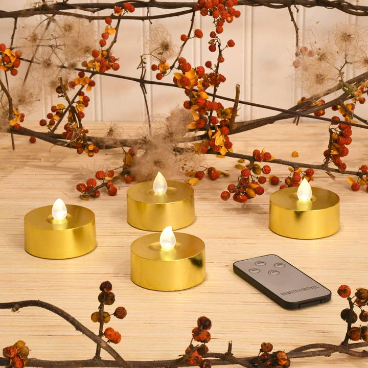 LumaBase - Wholesale Flameless Candle - Extra Large Battery Operated Tea Lights - Gold3