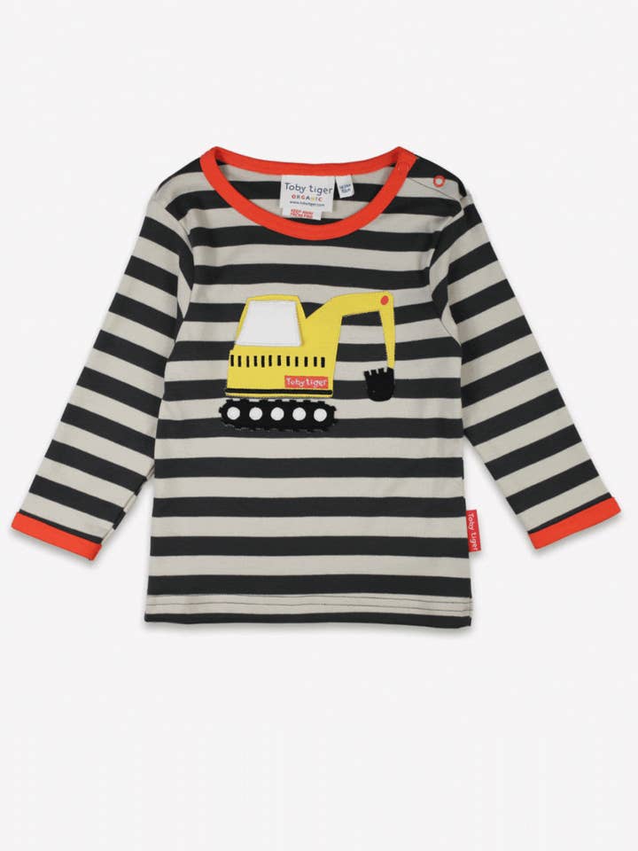 Organic Grey Digger Applique Long-Sleeved T-shirt for wholesale by Toby Tiger