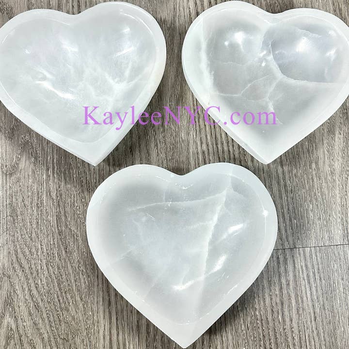 KayleeNYC - Wholesale Spiritual Stone/Crystal - Natural Selenite aka Satin Spar Heart Bowls2