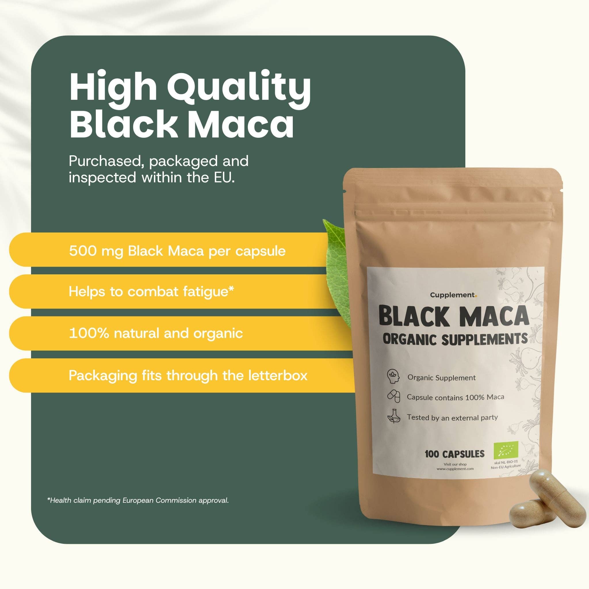 Cupplement b.v. - Vente Supplément oral/vitamine - Gélules de Maca Noire 500mg Bio 100 Gélules3