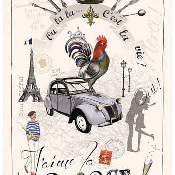 Torchons & Bouchons Tea Towel France Panorama for wholesale by The French Farm