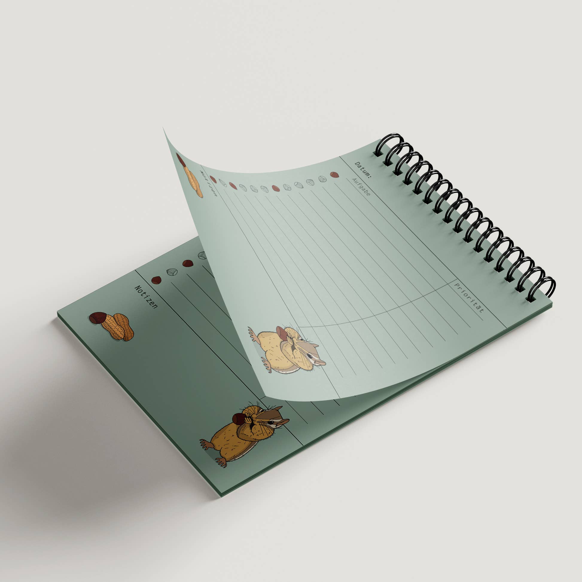 Rotberta - Wholesale Notepad - To do list DIN A6, ring binding, chipmunks2